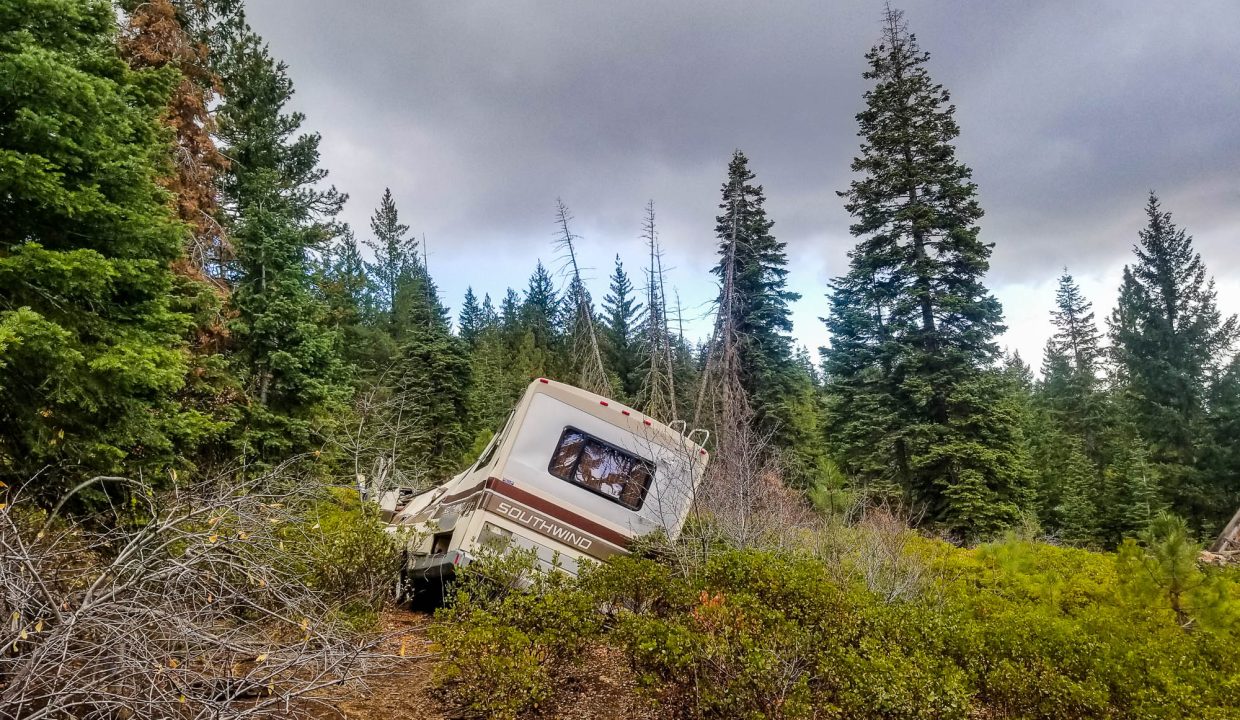388501-Abandoned bus across road